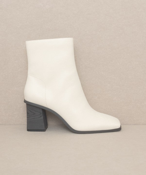 White Square Toe Ankle Boots