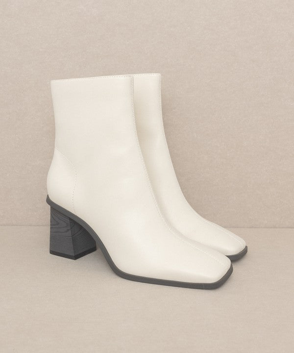 White Square Toe Ankle Boots