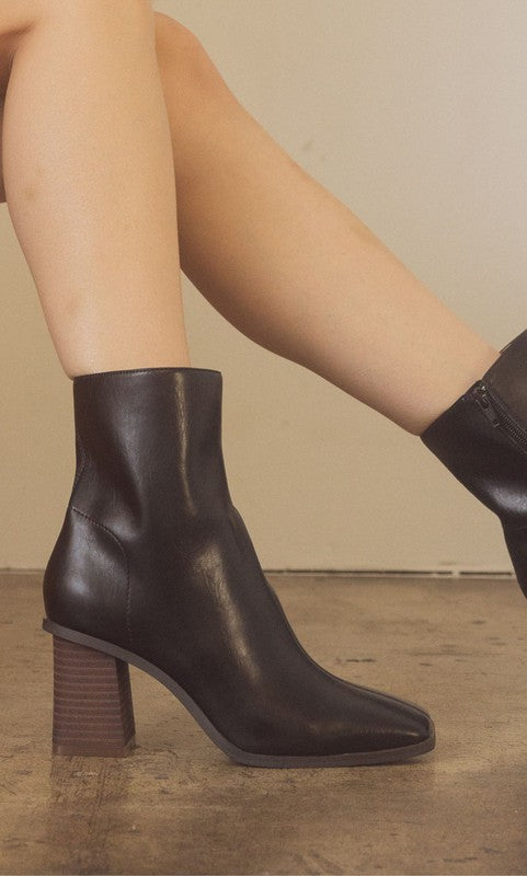 Black Square Toe Ankle Boots