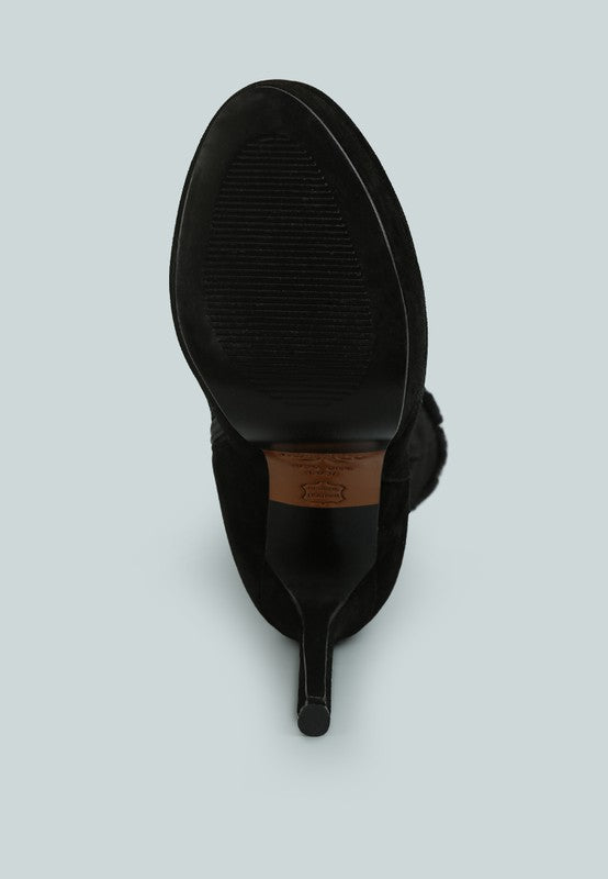 Black Convertible Suede Leather High Boots