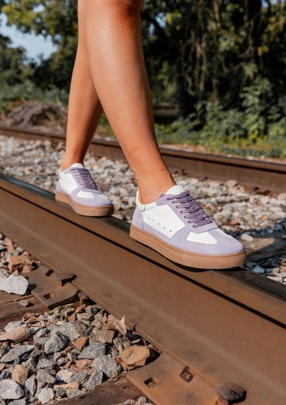 Lilac  LACE UP ROUND TOE SNEAKERS