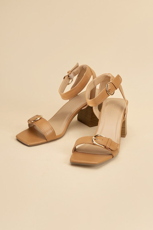 Camel BUCKLE SANDAL HEELS