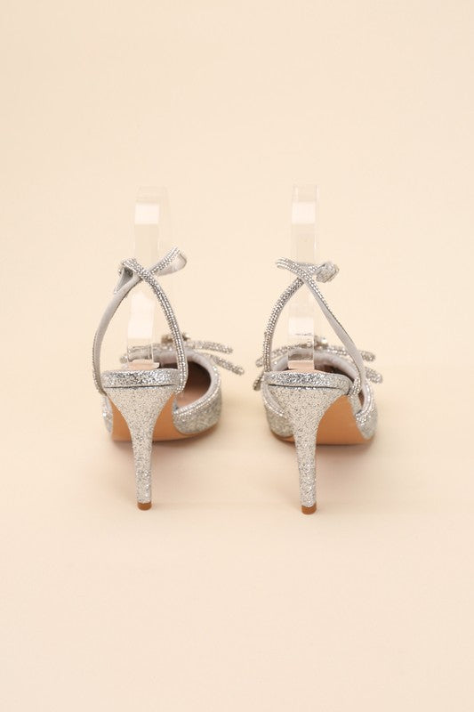 Silver Double Bow Stiletto Heel
