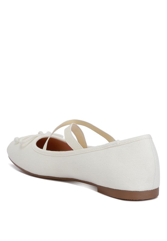 Beige Criss Cross Strap Ballet Flats