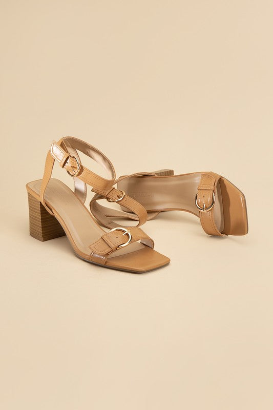 Camel BUCKLE SANDAL HEELS