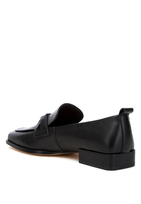 Black Genuine Leather Braided Loafers