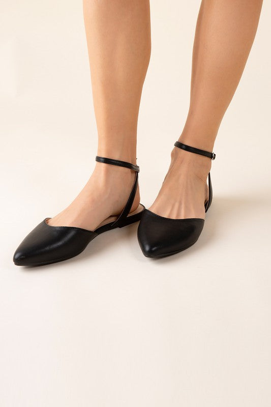 Black ANKLE STRAP FLATS