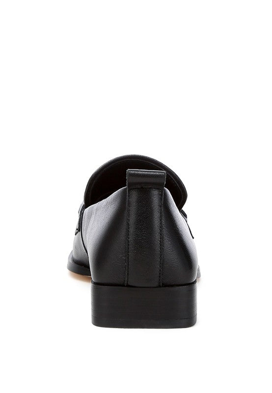 Black Genuine Leather Braided Loafers