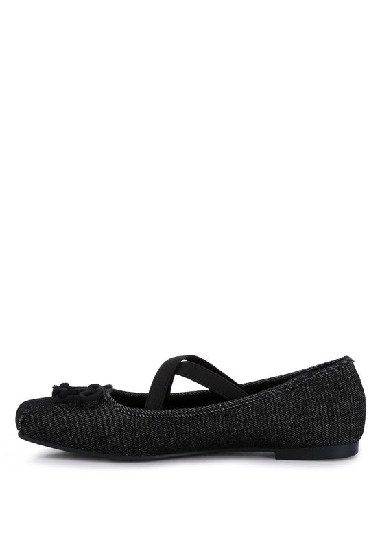Black Criss Cross Strap Ballet Flats
