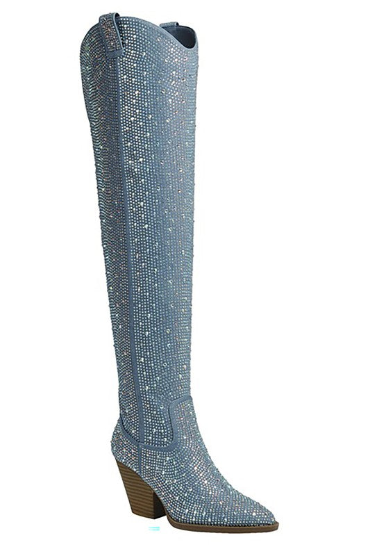 BOTAS VAQUERAS RIVER-21 POR ENCIMA DE LA RODILLA CON DIAMANTES DE IMITACIÓN