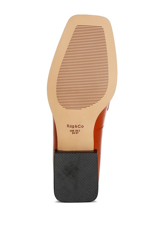 Cognac Genuine Leather Braided Loafers