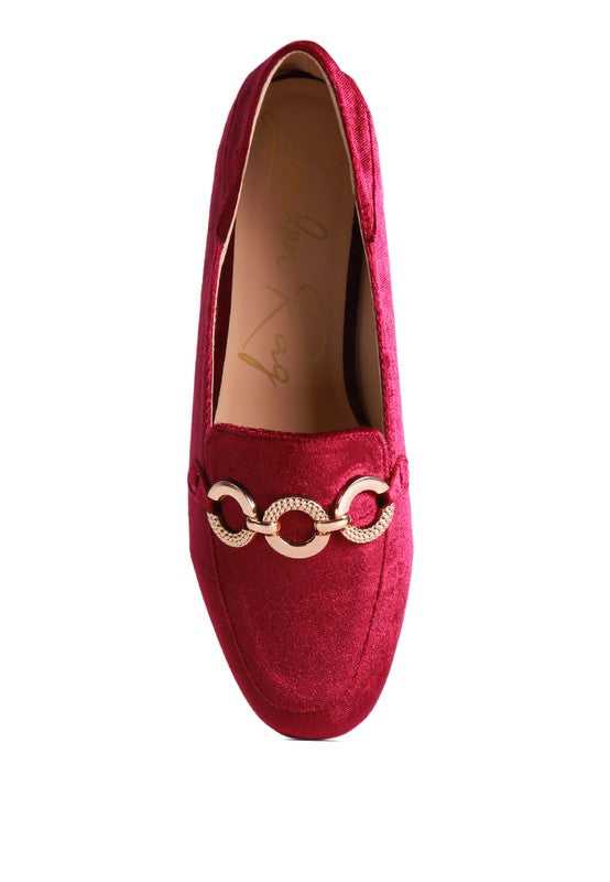 Burgundy Croc Textured Metal Show Detail Loafers