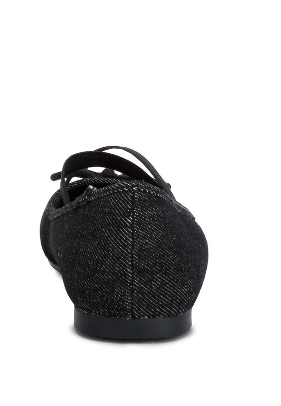 Black Criss Cross Strap Ballet Flats