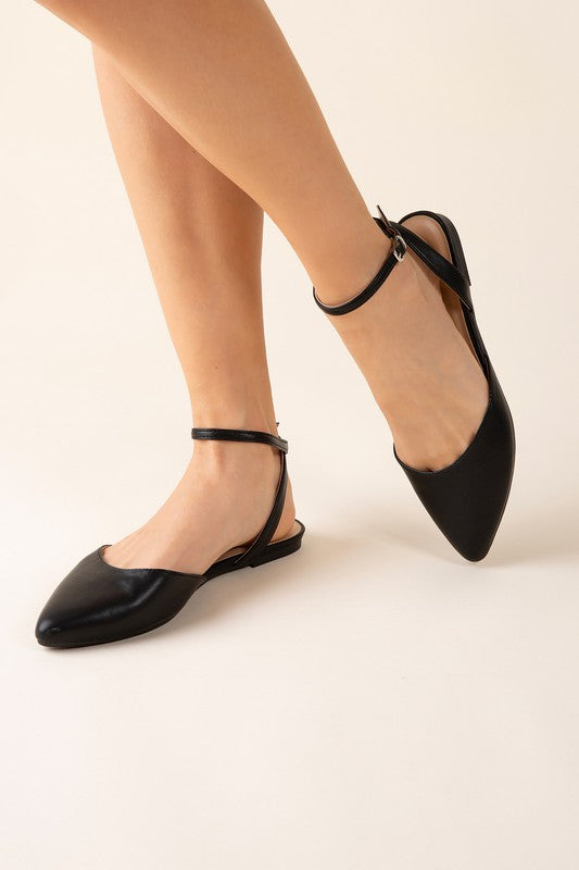 Black ANKLE STRAP FLATS