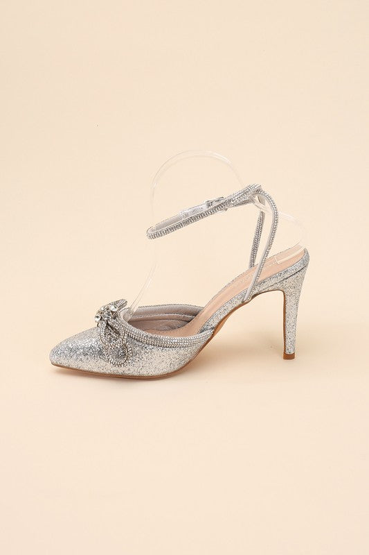 Silver Double Bow Stiletto Heel