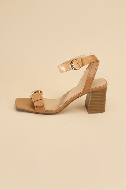 Camel BUCKLE SANDAL HEELS