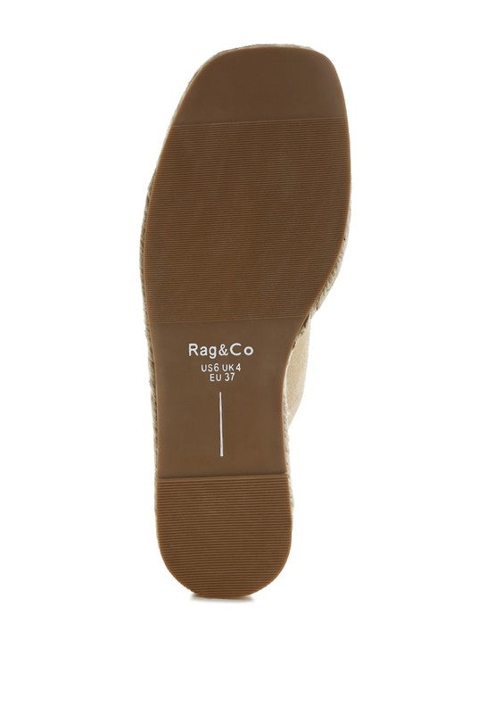 Beige Kuopa Genuine Soft Leather Espadrille Flatform