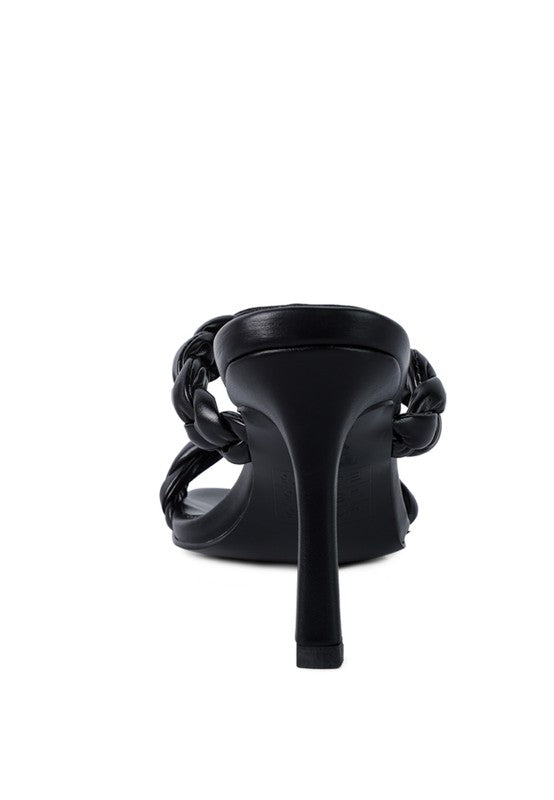 Black BELADONA BRAIDED STRAP MID HEEL SANDAL