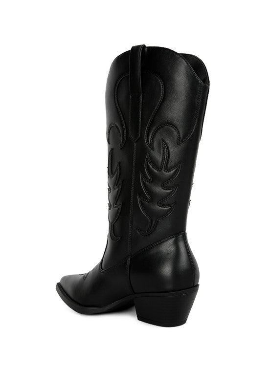 Black cowboy boot on a white background