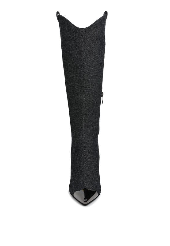 Black knee-high sock on a white background