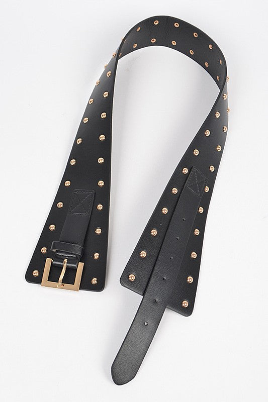 Black Gold Studded Iconic Wide Corset Belt