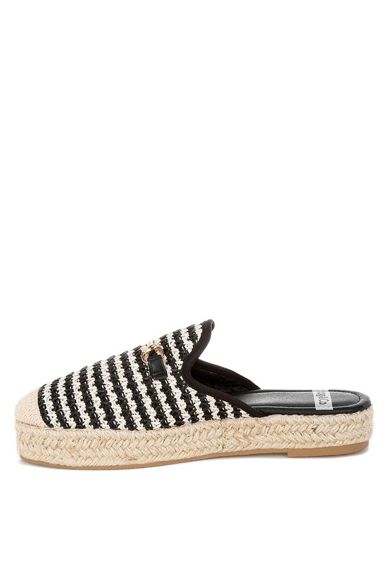 Black Himari Raffia Slip-On Mules