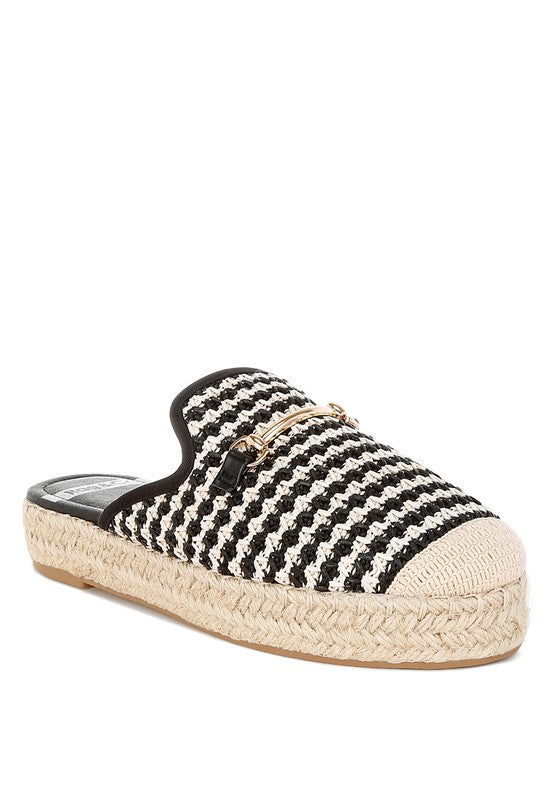 Black Himari Raffia Slip-On Mules