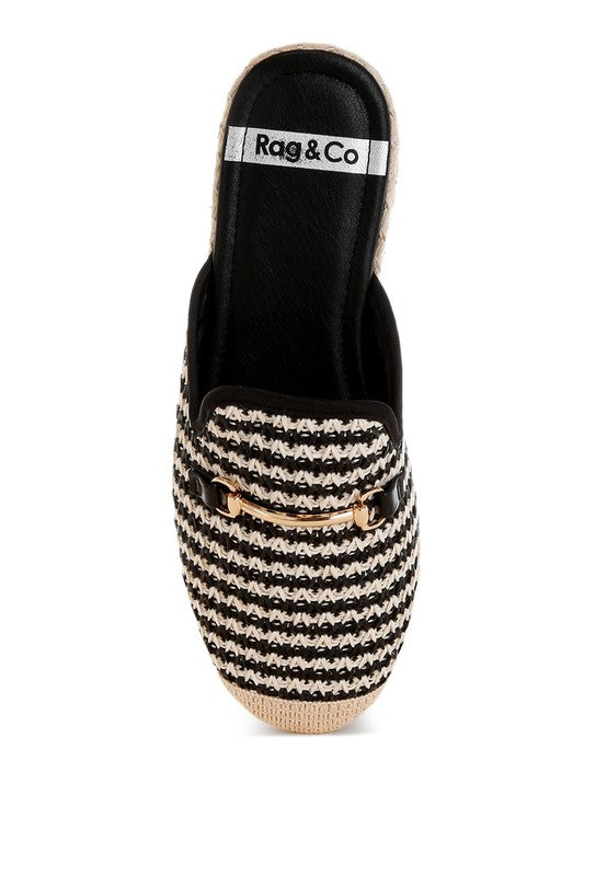 Black Himari Raffia Slip-On Mules
