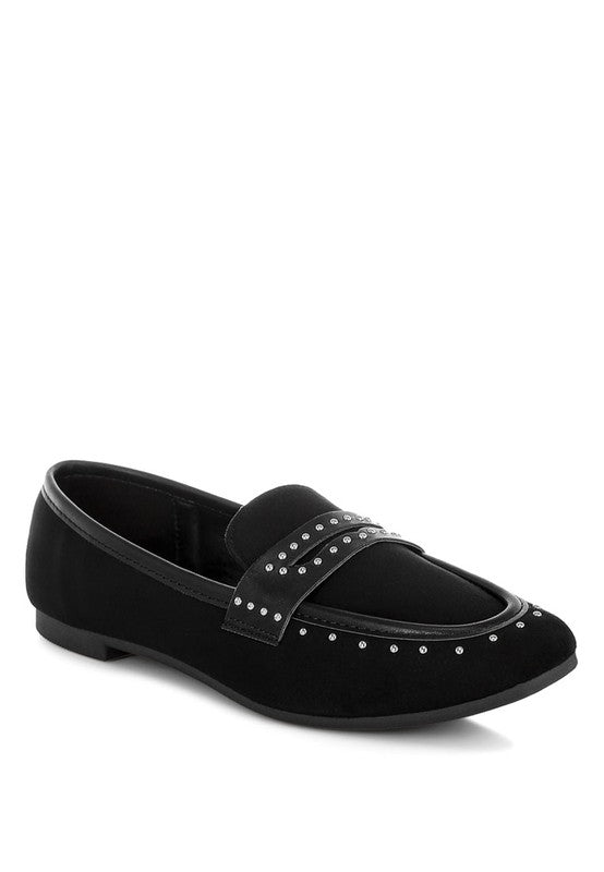 Black Lumina Penny Strap Studded Loafers