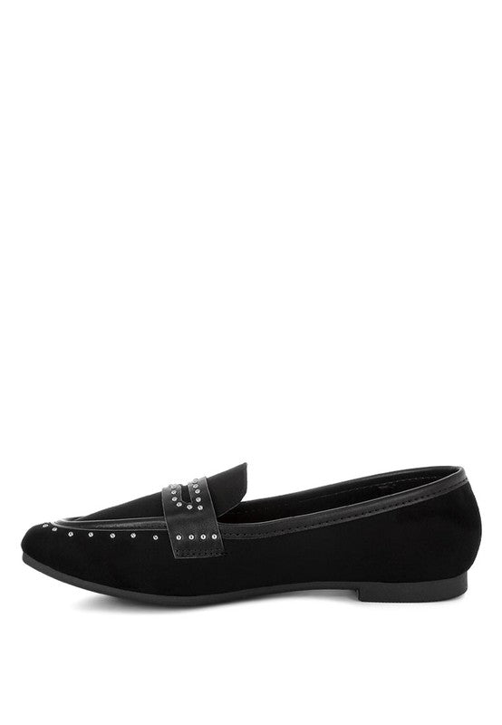 Black Lumina Penny Strap Studded Loafers