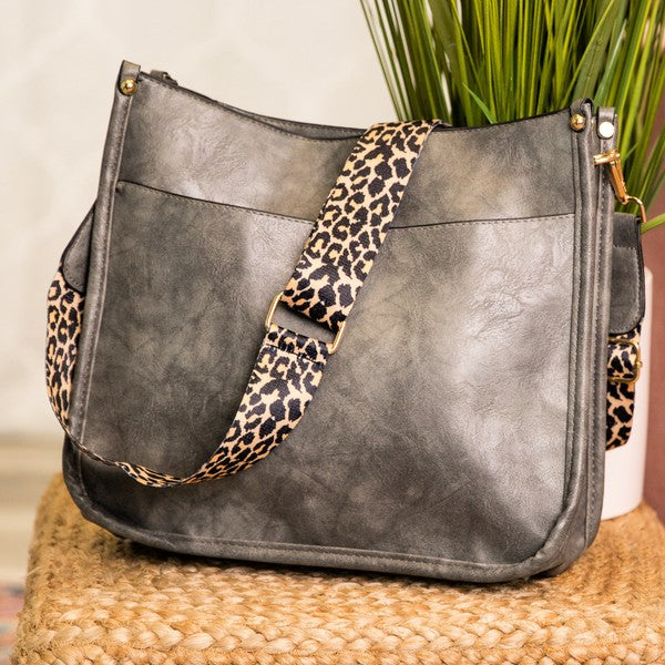 Brown Crossbody Handbag Purse Leopard Animal Strap