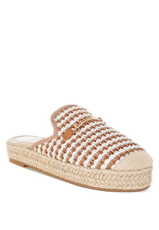 Brown Himari Raffia Slip-On Mules