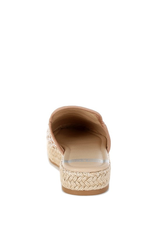 Brown Himari Raffia Slip-On Mules