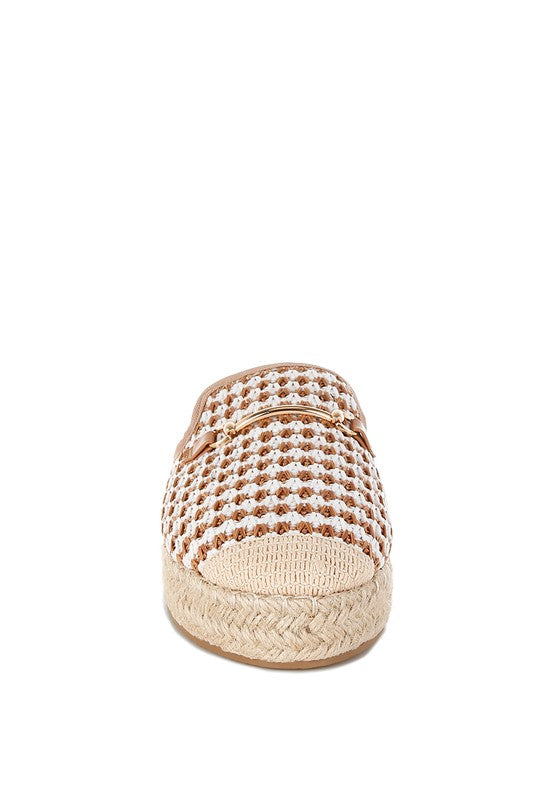 Brown Himari Raffia Slip-On Mules