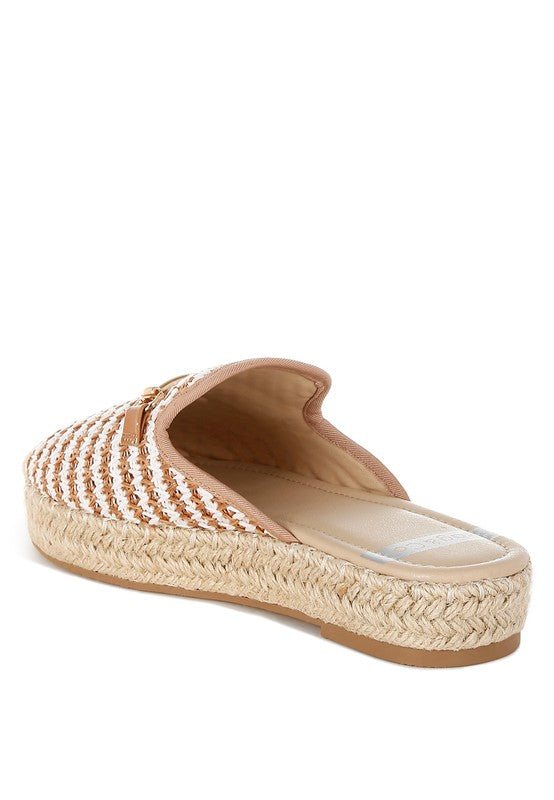 Brown Himari Raffia Slip-On Mules