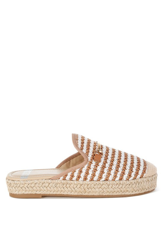 Brown Himari Raffia Slip-On Mules