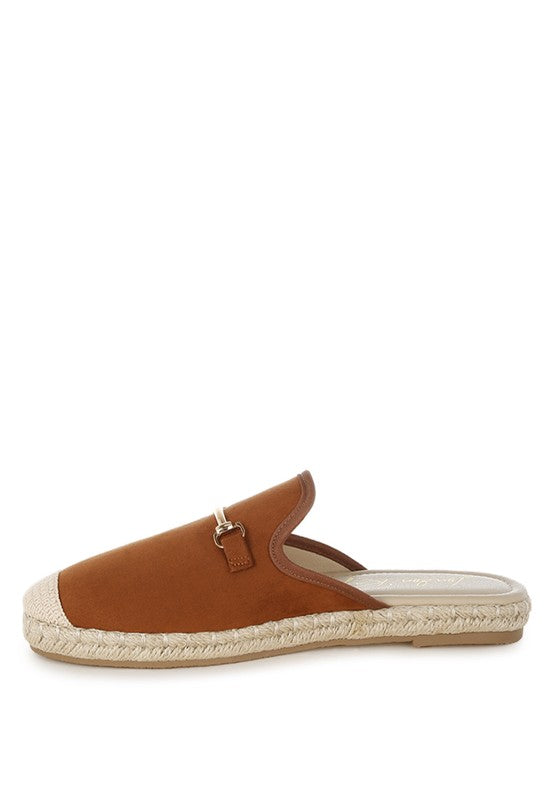 Brown Nazaya Horsebit Detail Espadrilles Mules