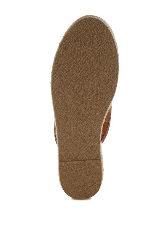 Brown Nazaya Horsebit Detail Espadrilles Mules
