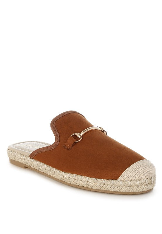 Brown Nazaya Horsebit Detail Espadrilles Mules