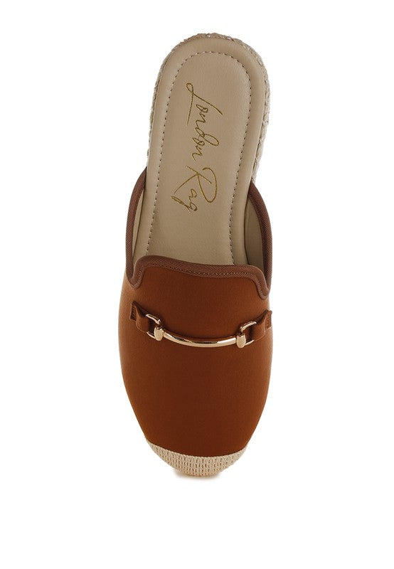 Brown Nazaya Horsebit Detail Espadrilles Mules