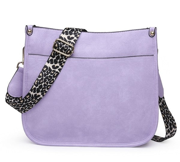 Lavender Crossbody Handbag Purse Leopard Animal Strap