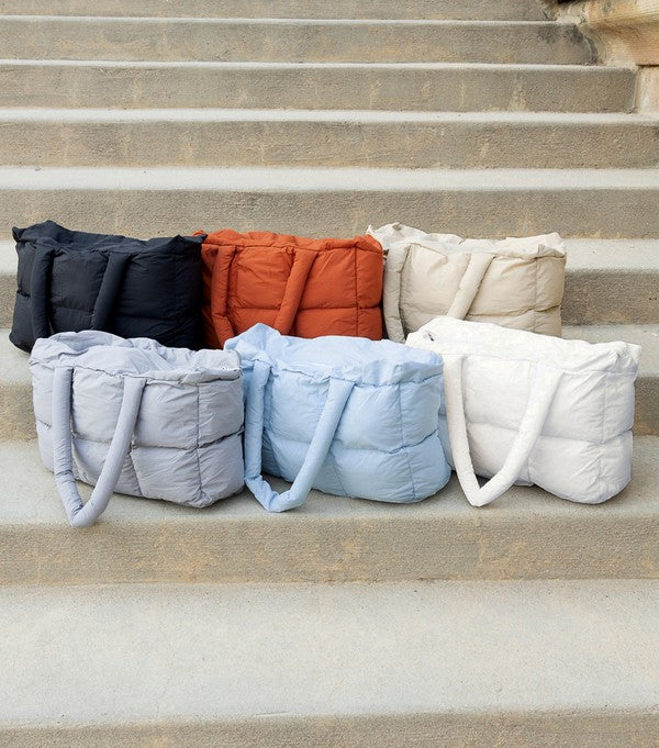 Nylon Puffer Tote with Zipper