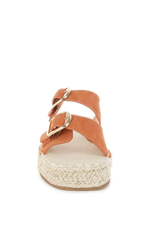 Tan Kuopa Genuine Soft Leather Espadrille Flatform