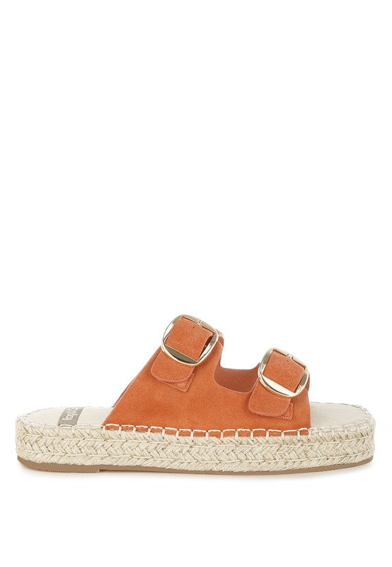 Tan Kuopa Genuine Soft Leather Espadrille Flatform