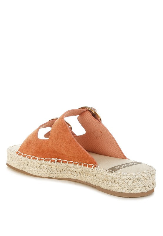 Tan Kuopa Genuine Soft Leather Espadrille Flatform