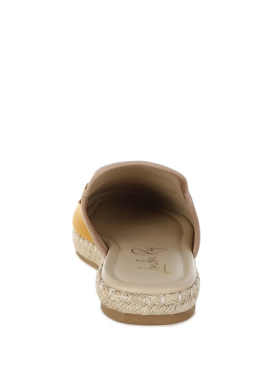 Tan Nazaya Horsebit Detail Espadrilles Mules