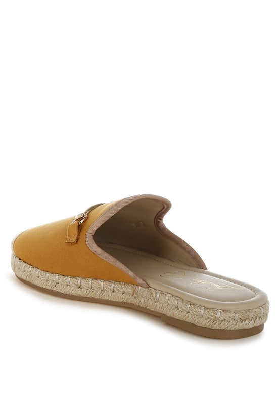 Tan Nazaya Horsebit Detail Espadrilles Mules