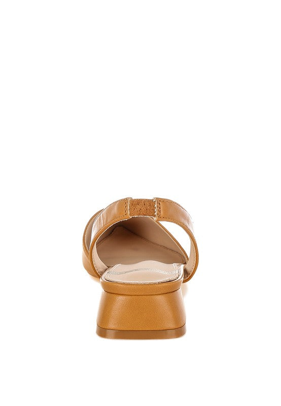 Tan Soft Real Leather Slingback Sandals