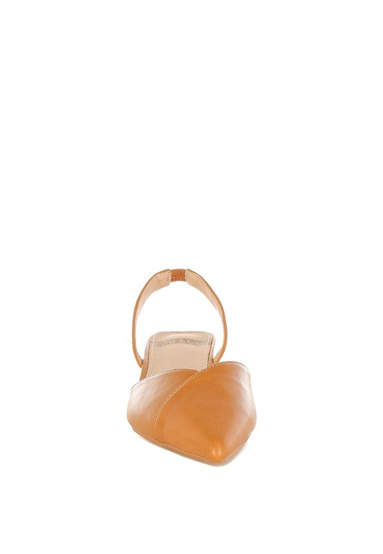 Tan Soft Real Leather Slingback Sandals