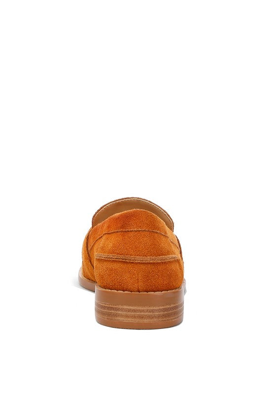 Tan Tassels Detail Suede Loafers